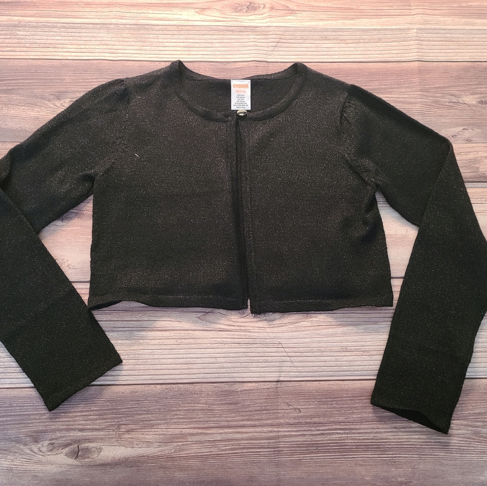 Gymboree Black cropped cardigan sweater with silver shimmer